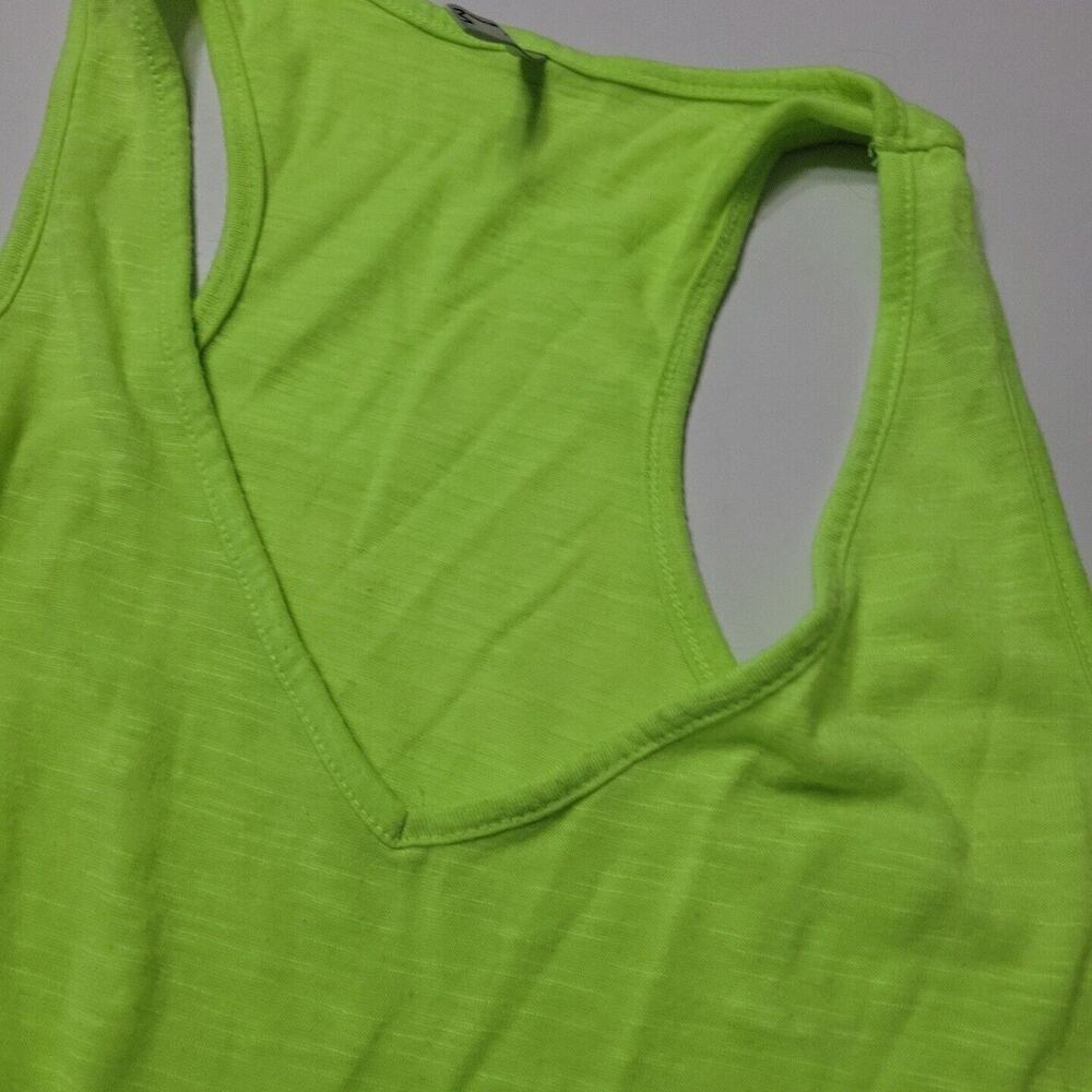 Tresics Women Medium Tank Top Neon Heathered Green Scoop Neck Stretch Razor Back - Picture 5 of 12